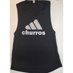 BELLA CANVAS Adidas Inspired Churros Graphic Tank Top Black Summer Fitness - Med